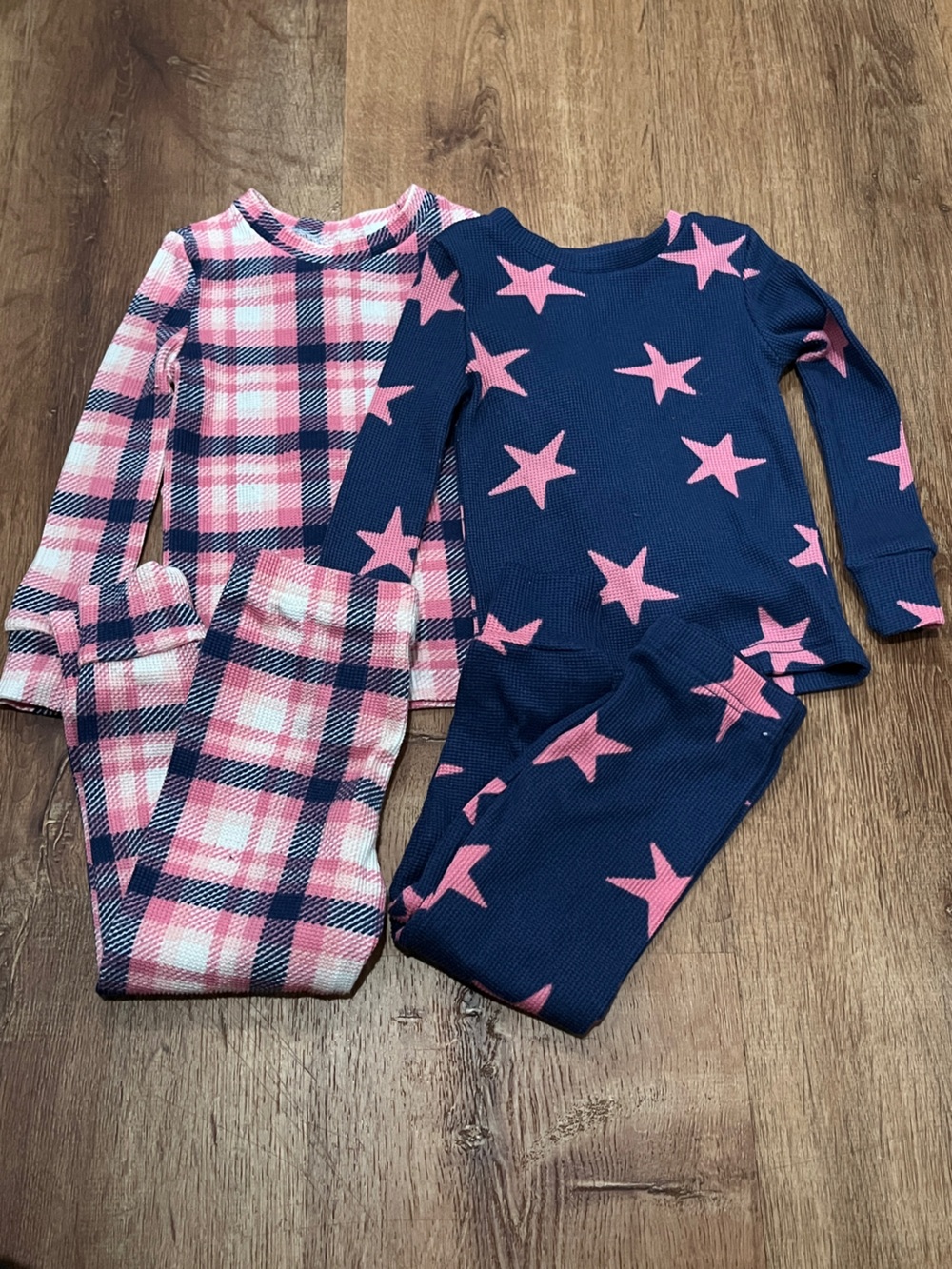 Girls Navy and Pink Star & Plaid Kids Matching Set
